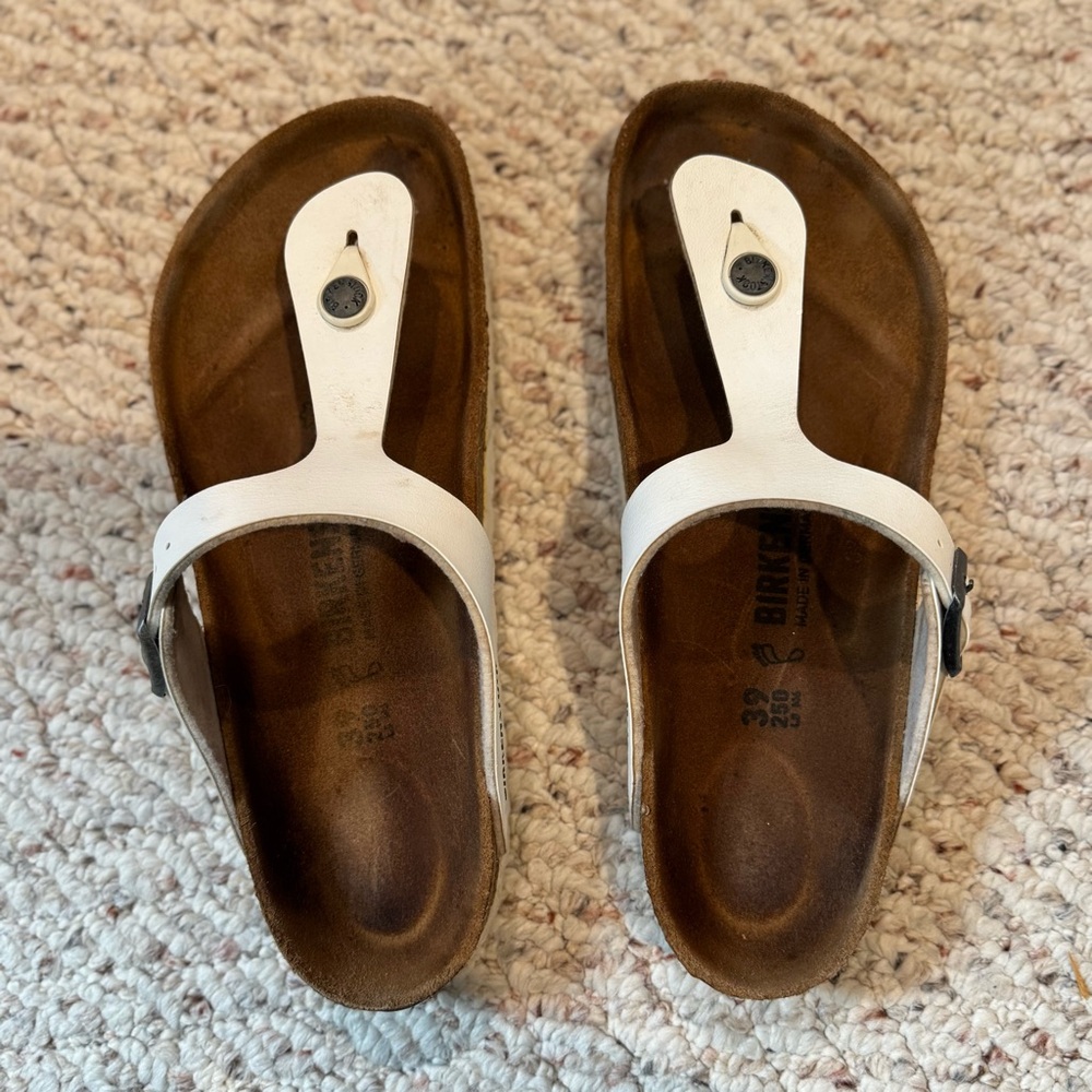 Birkenstock Gizeh 39 White and Brown Sandals